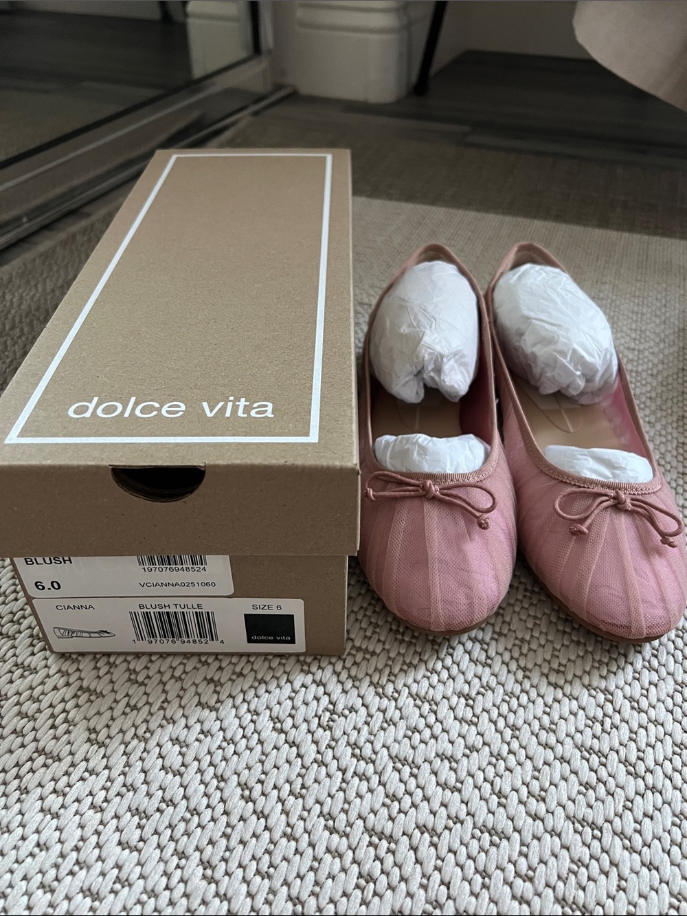 Dolce Vita Blush Pink Tulle Bow Ballet Flats Cianna